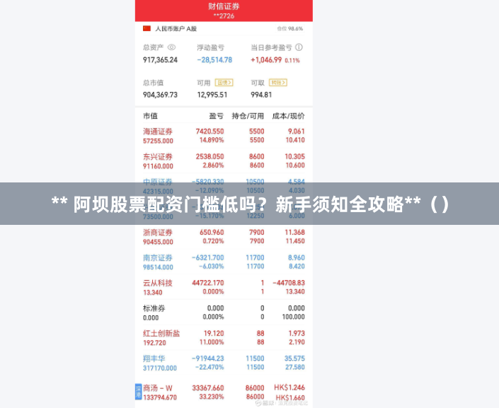 ** 阿坝股票配资门槛低吗？新手须知全攻略**（）